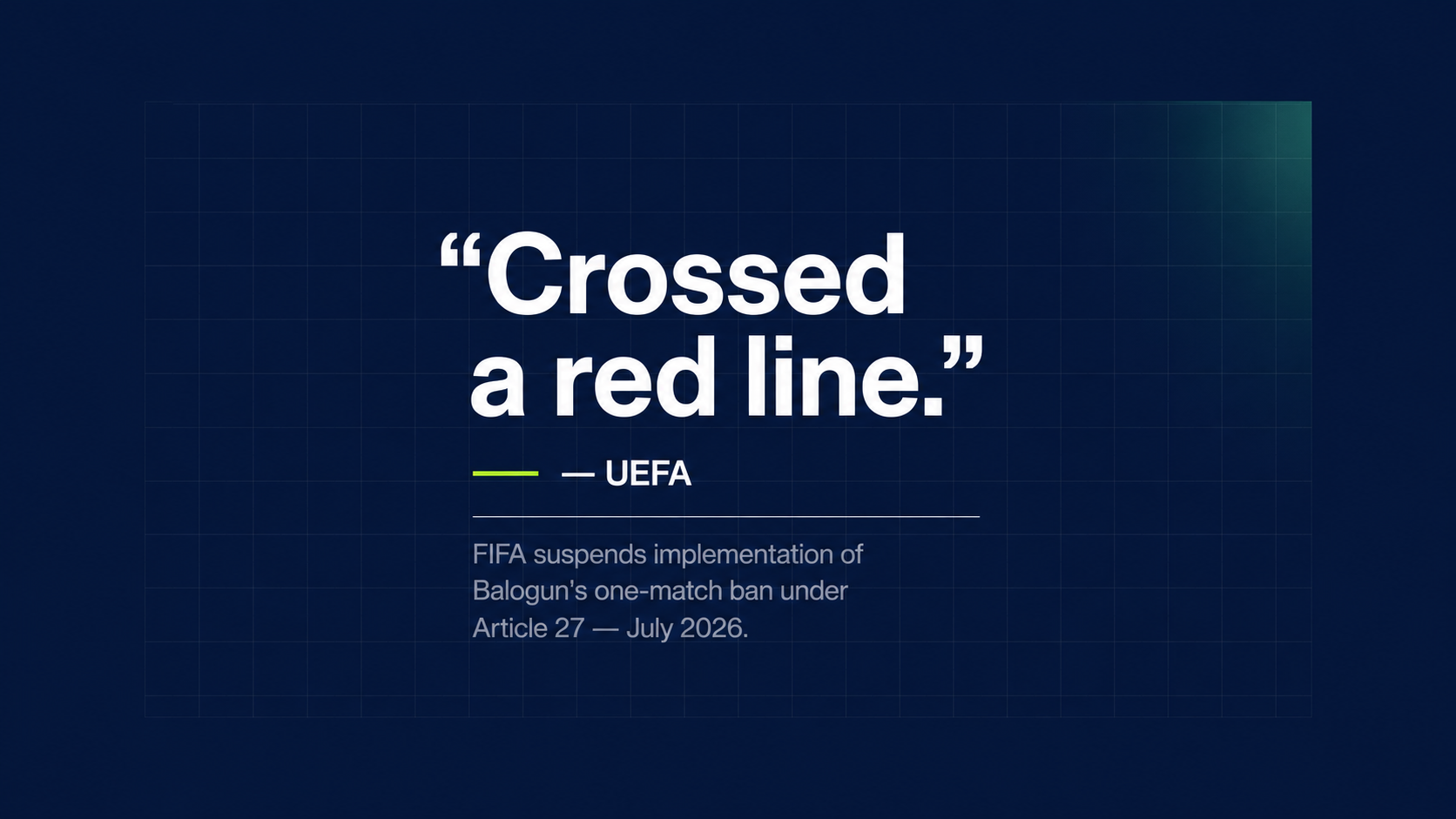 Voice Sport W29 — FIFA Article 27, Balogun suspension and governance architecture