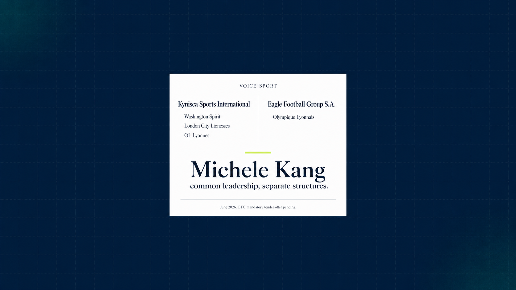 Voice Sport W29 — Michele Kang, Eagle Football Group, Kynisca dual architecture